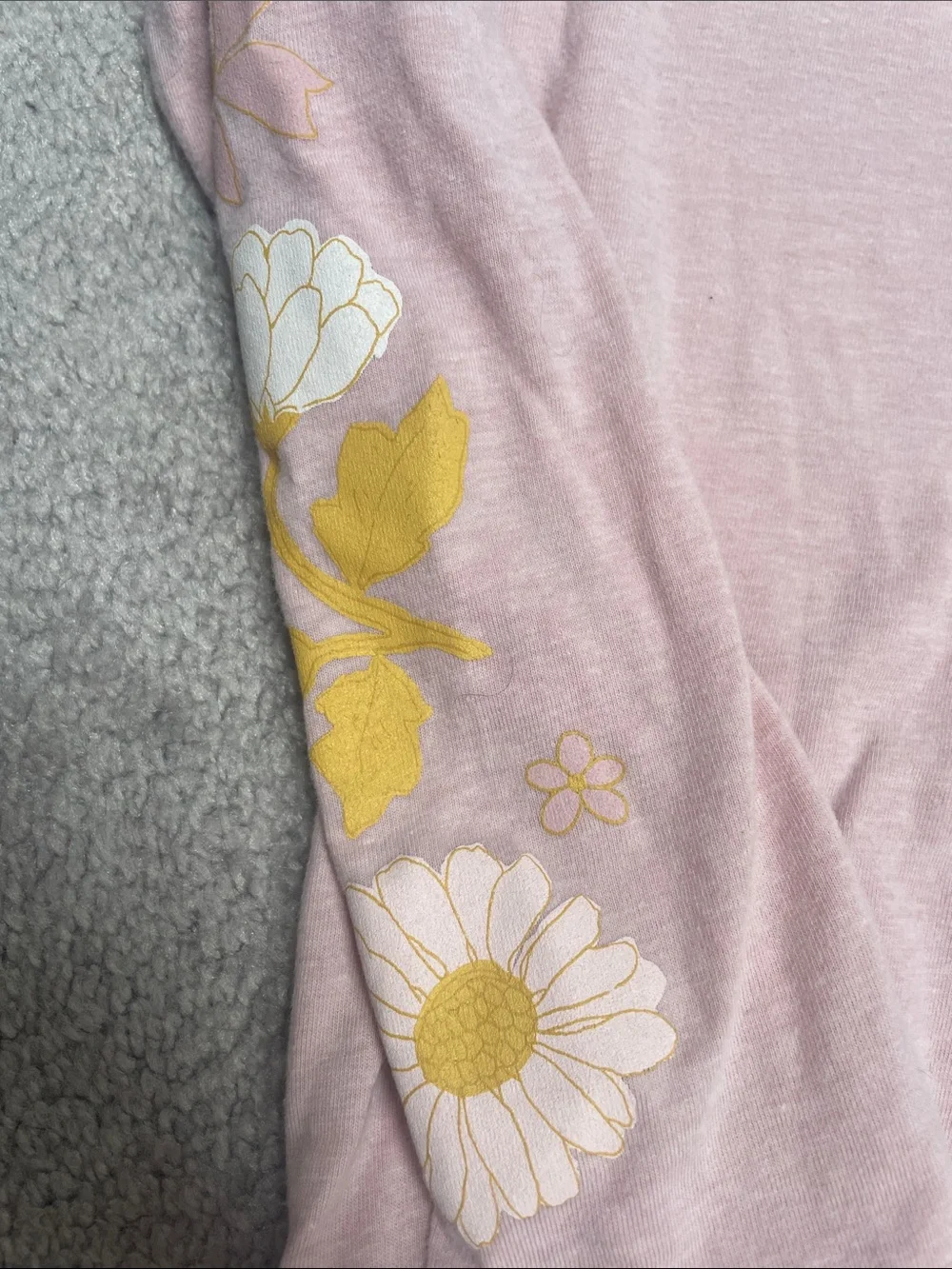 Light Pink Floral Tie-Hem Long Sleeve Tee Girls Size 8/8A